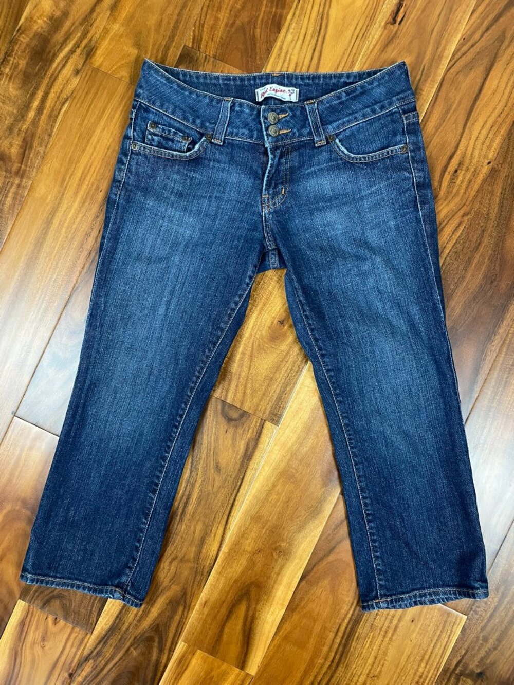 Vintage 00s Red Engine Cropped Capri Jeans, Size 29